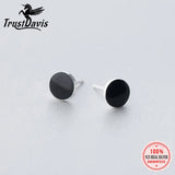 TrustDavis 925 Sterling Silver Round Stud Earrings For Women Girls