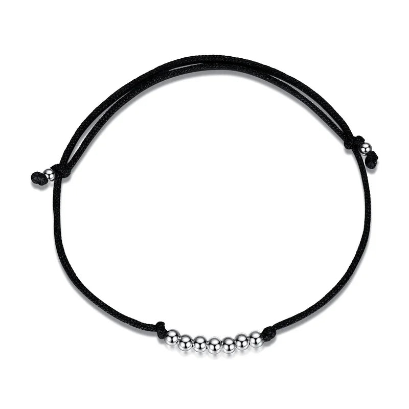 TrustDavis 925 Solid Silver Beads Chain Bracelet For Teens
