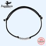 TrustDavis 925 Solid Silver Beads Chain Bracelet For Teens