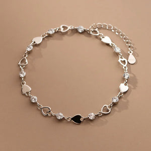 TrustDavis 925 Silver Heart Bracelet for Wife Women Daughter Birthday