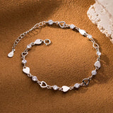 TrustDavis 925 Silver Heart Bracelet for Wife Women Daughter Birthday