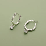 TrustDavis 925 Silver Hoop Earring Square CZ Hoop Gift For Mum Daughter