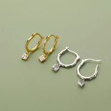 TrustDavis 925 Silver Hoop Earring Square CZ Hoop Gift For Mum Daughter