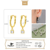 TrustDavis 925 Silver Hoop Earring Square CZ Hoop Gift For Mum Daughter