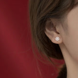 TrustDavis 925 Silver Asymmetric Snowflake Christmas Tree Stud Earring For Women