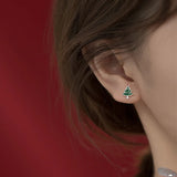TrustDavis 925 Silver Asymmetric Snowflake Christmas Tree Stud Earring For Women