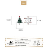TrustDavis 925 Silver Asymmetric Snowflake Christmas Tree Stud Earring For Women