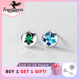 TrustDavis 925 Silver CZ Snowflake Stud Earrings Girls Fine S925 DS3881
