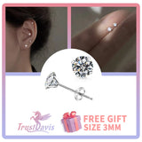 TrustDavis 925 Silver CZ Snowflake Stud Earrings Girls Fine S925 DS3881