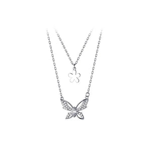 TrustDavis 925 Silver Butterfly CZ Necklace For Women Wedding DA2627
