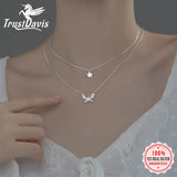 TrustDavis 925 Silver Butterfly CZ Necklace For Women Wedding DA2627