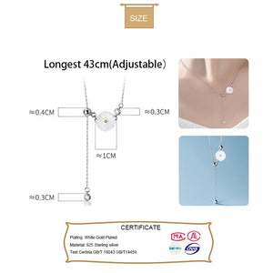TrustDavis Daisy Necklace Summer Shell Flower Clavicle Chain Necklace