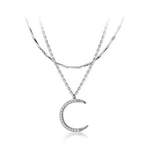 TrustDavis Moon CZ Choker Necklace Women Wedding Party S925 Jewelry Gift