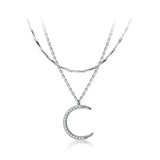 TrustDavis Moon CZ Choker Necklace Women Wedding Party S925 Jewelry Gift