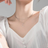 TrustDavis Moon CZ Choker Necklace Women Wedding Party S925 Jewelry Gift
