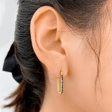 TrustDavis Silver Earrings Geometric Rectangle CZ Hoops Anti-allergy Jewelry