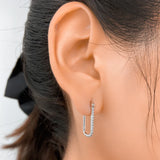 TrustDavis Silver Earrings Geometric Rectangle CZ Hoops Anti-allergy Jewelry