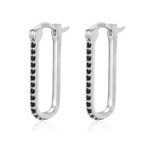 TrustDavis Silver Earrings Geometric Rectangle CZ Hoops Anti-allergy Jewelry