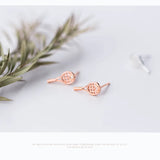 TrustDavis 925 Silver Tennis Racket Stud Earrings