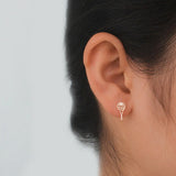 TrustDavis 925 Silver Tennis Racket Stud Earrings