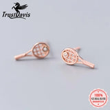TrustDavis 925 Silver Tennis Racket Stud Earrings