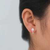 TrustDavis 925 Silver Tennis Racket Stud Earrings