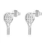 TrustDavis 925 Silver Tennis Racket Stud Earrings