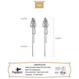 TrustDavis 925 Silver Beads Tassel Chain Long Stud Earrings For Women