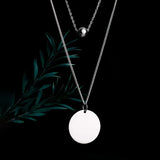 TrustDavis 925 Sterling Silver Double Layer 6mm Beads Pendant Necklace