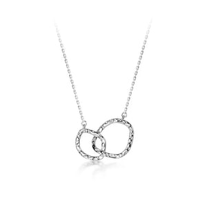 TrustDavis 925 Silver Double Round Pendant Necklace For Women