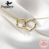 TrustDavis 925 Silver Double Round Pendant Necklace For Women