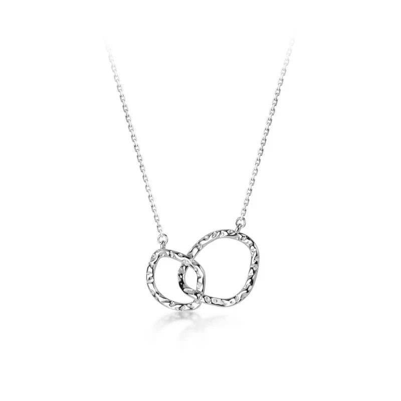TrustDavis 925 Silver Double Round Pendant Necklace For Women