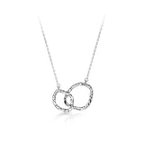 TrustDavis 925 Silver Double Round Pendant Necklace For Women