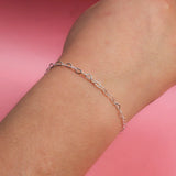 TrustDavis Sterling Silver Hollow Love Heart Chain Bracelet Women Lady Birthday