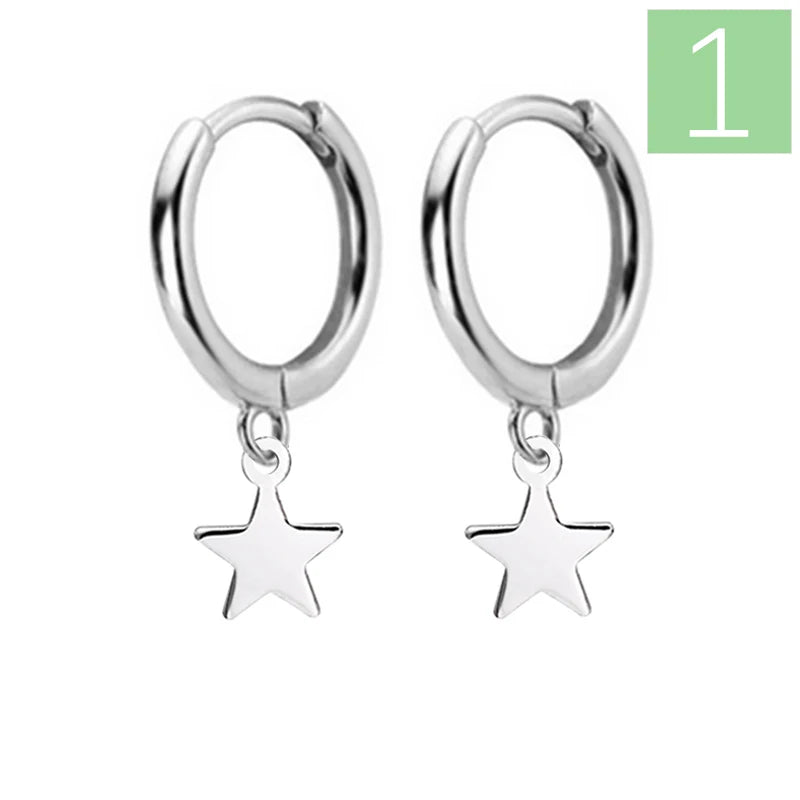 TrustDavis Silver Hanging Earrings with Various Charms