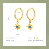 TrustDavis 925 Silver CZ Star Drop Hoop Earring For Daughter Girls Birthday Gift