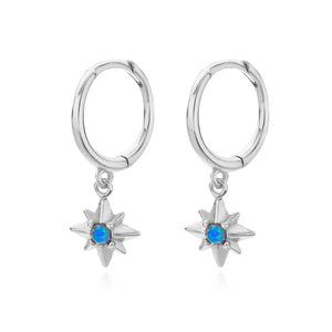 TrustDavis 925 Silver CZ Star Drop Hoop Earring For Daughter Girls Birthday Gift