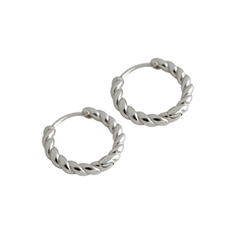 TrustDavis Sterling Silver Twist Hoop Earring for Women H0032