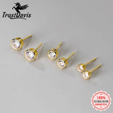 TrustDavis 925 Silver Kids Earring CZ Stud For Girls DT55