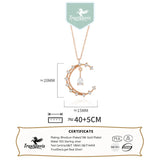 TrustDavis 925 Silver Moon Water Drop CZ Pendant Necklace For Women