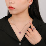 TrustDavis 925 Silver Necklace Heart Stone Drop Pendant