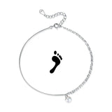TrustDavis 925 Silver Pearl Double Layer Anklet Bangle For Women