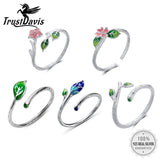 TrustDavis 925 Silver Ring Flower Tree Branch Size 6 7 8 Women Girls Jewelry