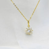 TrustDavis Sun Flower Pendant Necklace Zircon 925 Sterling Silver