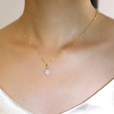 TrustDavis Sun Flower Pendant Necklace Zircon 925 Sterling Silver