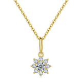 TrustDavis Sun Flower Pendant Necklace Zircon 925 Sterling Silver