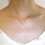 TrustDavis Sun Flower Pendant Necklace Zircon 925 Sterling Silver