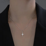 TrustDavis 925 Silver CZ Star Necklace Girls Women Birthday Wedding Gift