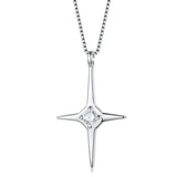 TrustDavis 925 Silver CZ Star Necklace Girls Women Birthday Wedding Gift
