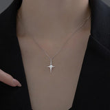 TrustDavis 925 Silver CZ Star Necklace Girls Women Birthday Wedding Gift